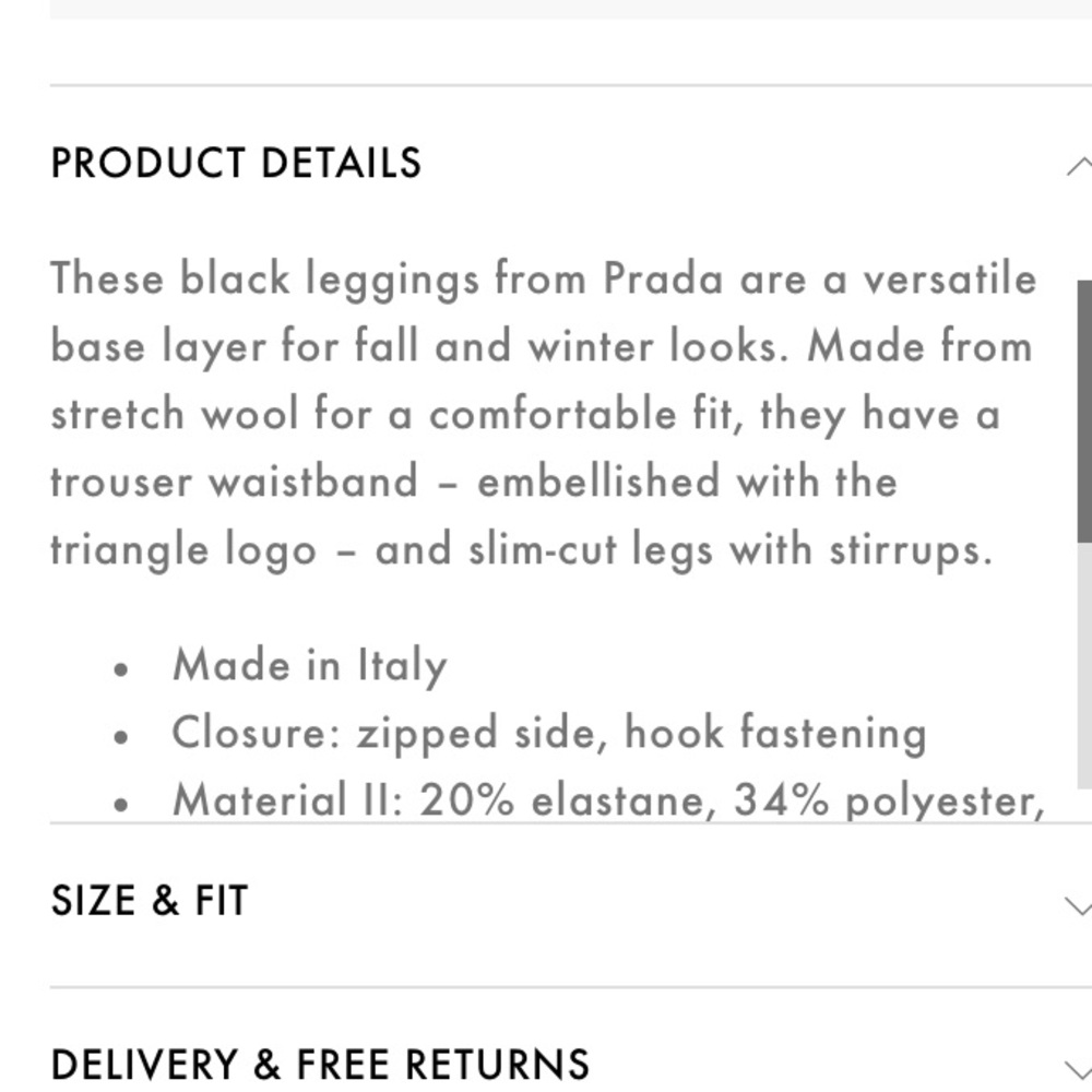 PRADA Women’s Black Stretchy Wool Logo-Plaque High Waisted Stirrup Leggings (44) - Picture 5 of 15